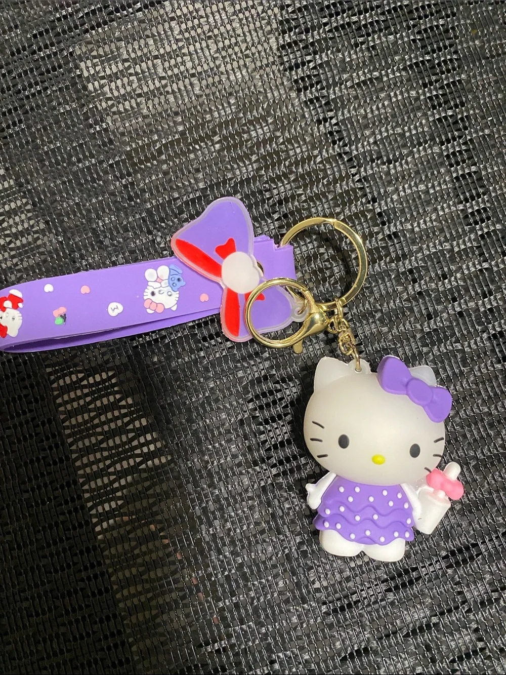 Hello Kitty Purple Dress & Bow Keyring with Purple Strap